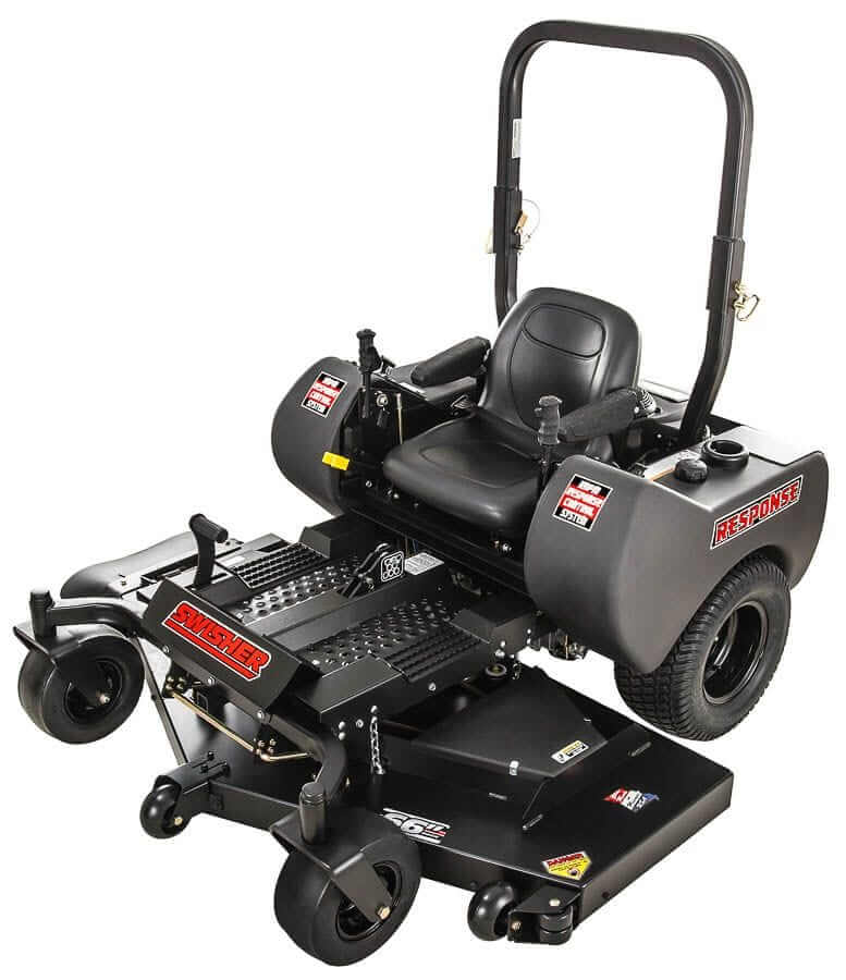 Swisher 66 Zero Turn Mower 24 HP, black with seat, control handles, and wheels.