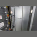 Swisher 9 Person ESP Safety Shelter interior view, gray metal with safety features and handles.