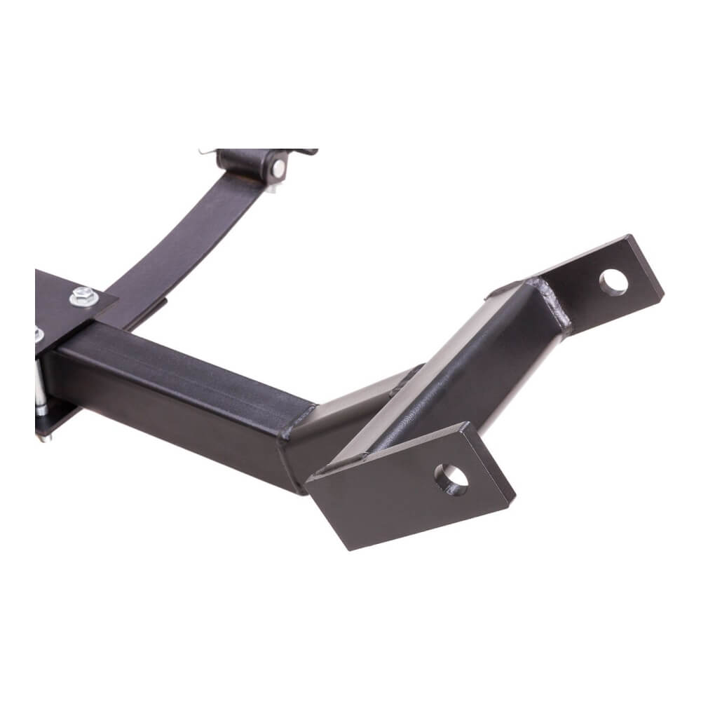 Swisher ATV Plow Mount Kit 20101, angled view, featuring sturdy black steel construction and mounting points.