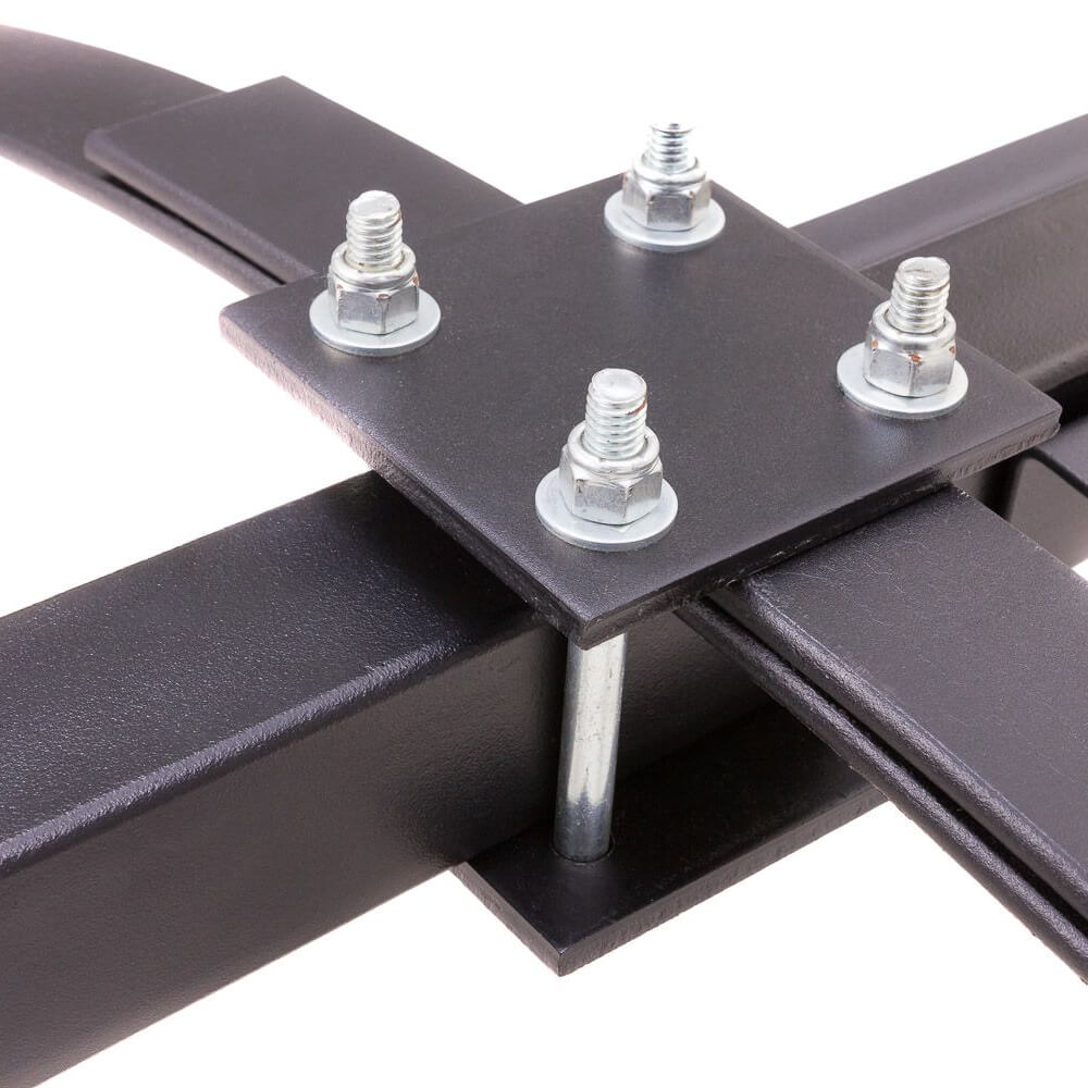 Swisher ATV Plow Mount Kit 20101 close-up view, featuring black metal construction and sturdy bolts.
