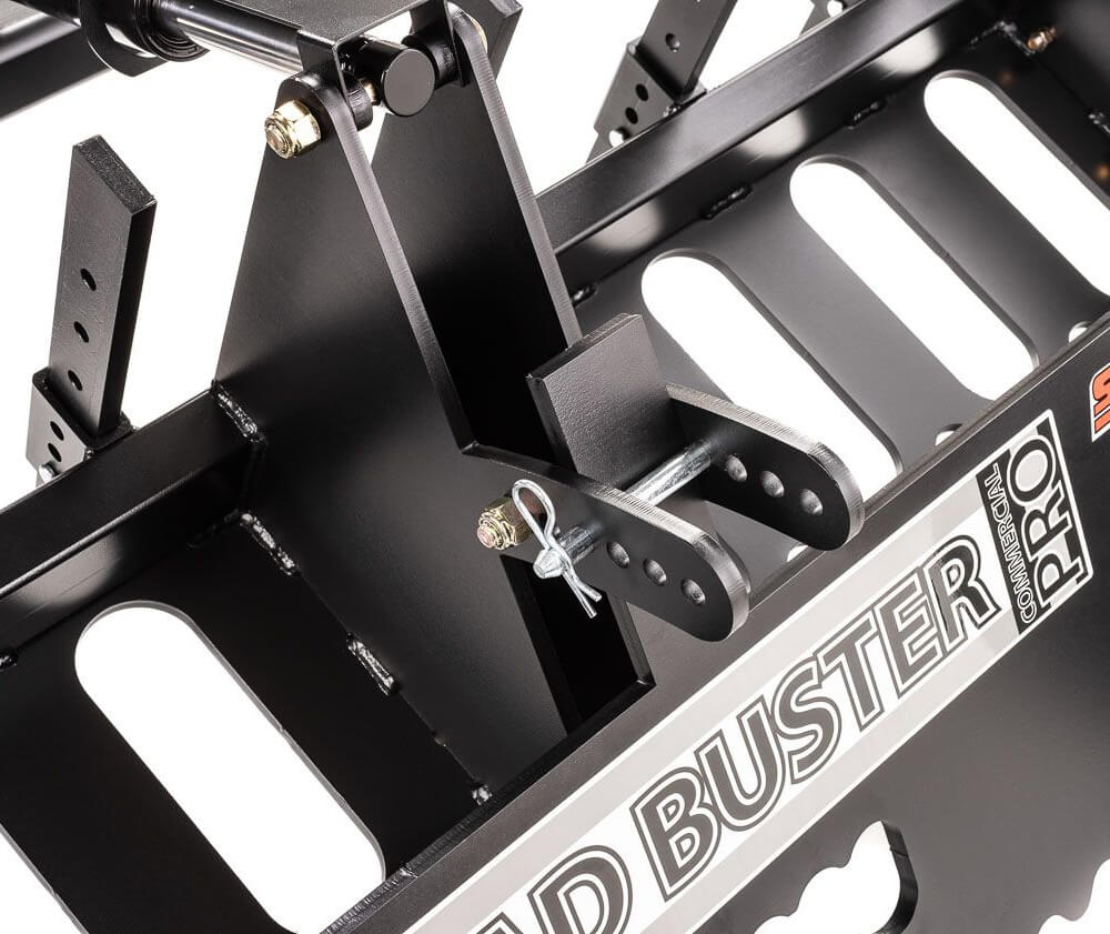 Swisher Commercial Pro RoadBuster Driveway Grader, black metal with adjustable blades and hooks.