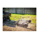 Swisher Commercial Pro RoadBuster Driveway Grader, black with wheels and mounted to an ATV.