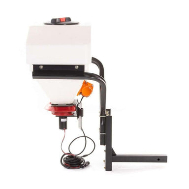 Swisher Commercial Pro UTV/Truck Spreader, angled view, white tank with red and black accents.