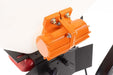 Swisher Commercial Pro UTV/Truck Spreader with orange vibrator motor and black mounting bracket.