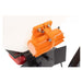 Swisher Commercial Pro UTV/Truck Spreader with orange vibrator motor and black mounting bracket.