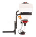 Swisher Commercial Pro UTV/Truck Spreader, white and black with red accents, angled view.