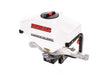 Swisher Commercial Pro UTV / Truck Spreader, white with control handle and metal spreader plate.