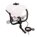 Swisher Commercial Pro UTV Truck Spreader 22340, white hopper with black frame and wired control.