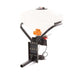 Swisher Commercial Pro UTV/Truck Spreader, white hopper with orange vibrator motor and black frame.