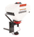Swisher Commercial Pro UTV/Truck Spreader, white with red base, angled view, featuring a vibratory system.
