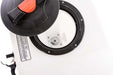 Swisher Commercial Pro UTV/Truck Spreader 22340 top view, featuring a black lid and white body.