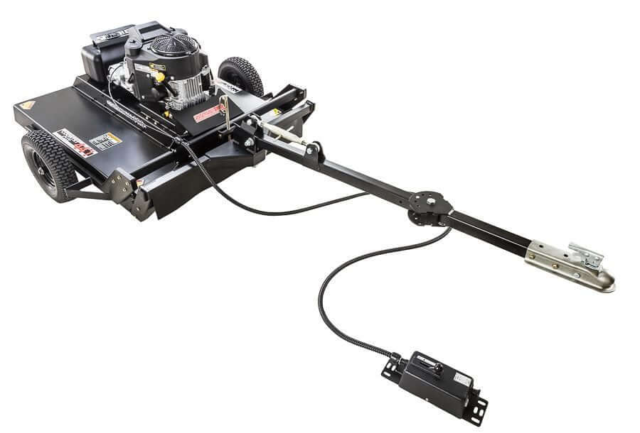 Swisher Country Cut 44" Rough Cut Mower, black with 14.5 HP Kawasaki engine and wheels.