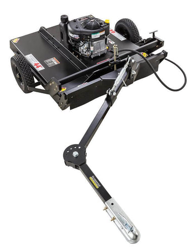 Swisher Country Cut 44" Trail Cutter, black, front view with 11.5 HP engine and wheels.