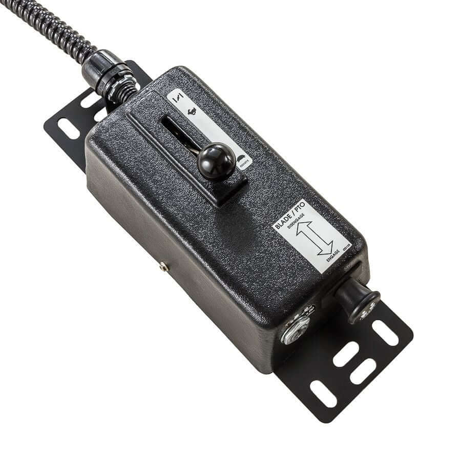 Swisher Country Cut control box, black with adjustable lever and mounting bracket.