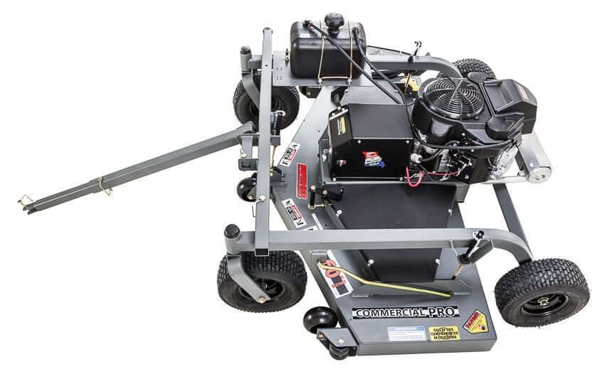 Swisher Fast Finish 60" 14.5 HP 12V Commercial Pro Mower, angled view with black engine and sturdy wheels.