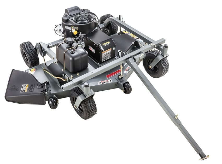 Swisher Fast Finish 60" commercial mower, gray cart design with wheels and small engine.