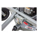 Swisher Fast Finish 60" Commercial Pro Mower close-up view with gray frame, wheels, and safety labels.