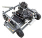 Swisher Fast Finish 60" 14.5 HP 12V Mower, top view, featuring compact design and durable wheels.