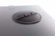 Swisher Hobby Farm Pro Drop Feeder 20 CuFt top view, gray color with a flat lid and handle.