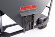 Swisher Hobby Farm Pro Drop Feeder 20 CuFt, gray with adjustable discharge chute and sturdy frame.
