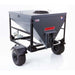 Swisher Hobby Farm Pro Drop Feeder 20 CuFt, gray metal with wheels and top opening.