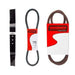 Swisher Predator 24" mower replacement parts: black blade and two drive belts in packaging.