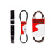 Swisher Predator 24" mower replacement parts: black blade and two drive belts in packaging.
