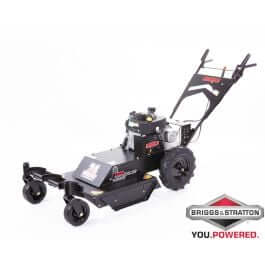 Swisher Predator 24" Walk Behind Rough Cut Mower, black with rear wheels and ergonomic handle.