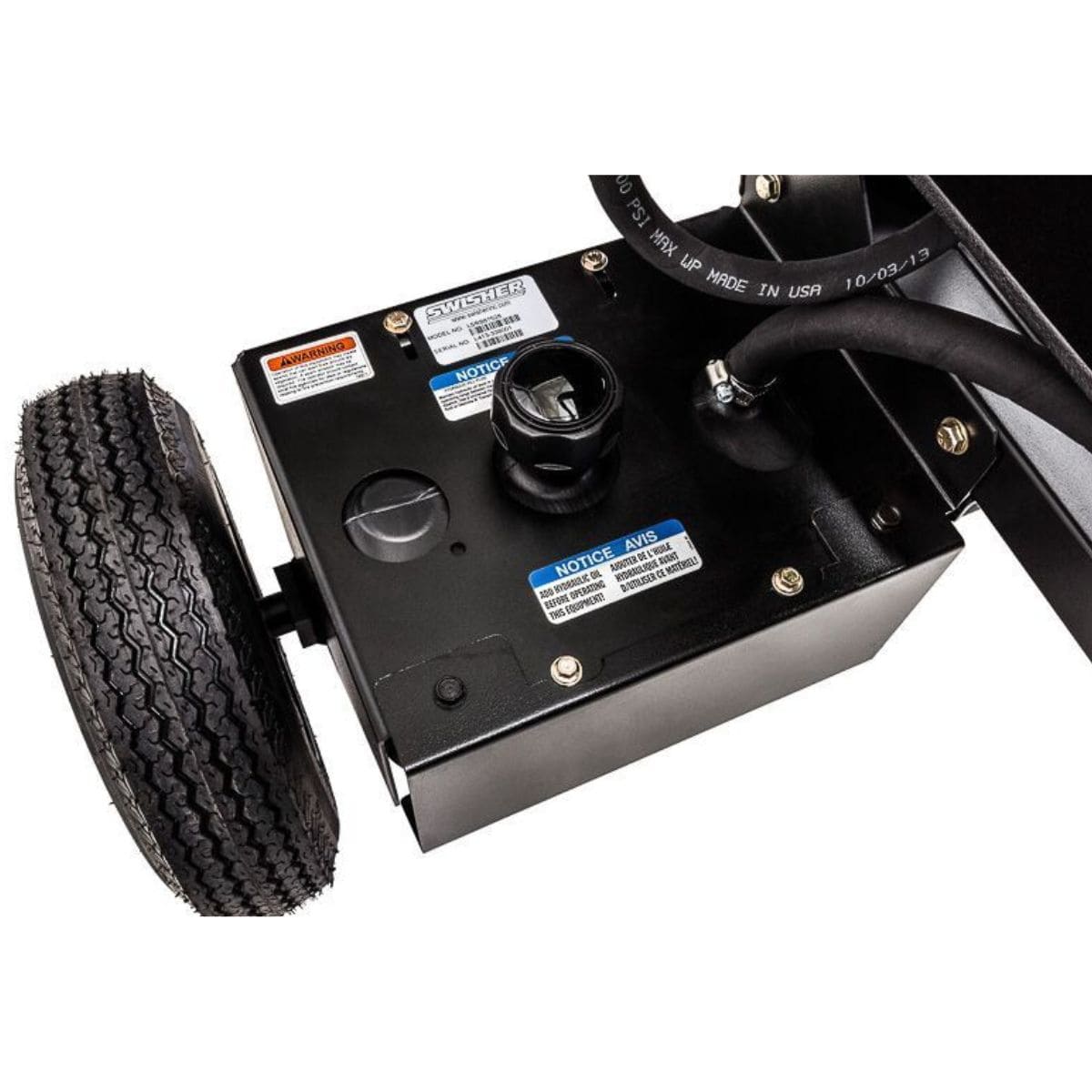 Swisher 22 Ton Electric Log Splitter  Hydraulic Reservoir and Wheels