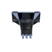 Unbreakable Skid Steer Stump Bucket front view, black with three cutting teeth and sturdy design.
