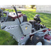 Power Dog Shepherd walk-behind lawn mower in gray and maroon with dual handles and large wheels.