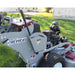 Power Dog Shepherd walk-behind lawn mower in gray and maroon with dual handles and large wheels.