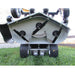 Walk-Behind Lawn Mower Shepherd Power Dog underside view with three blades and sturdy wheels.