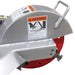 Dosko 337 walk-behind stump grinder cutter wheel guard and Greenteeth cutting head close-up