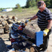Iron & Oak BHVH3018GXT log splitter splitting wood in use