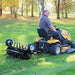 Maxim MSP36 plug aerator behind riding mower side view