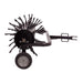 Maxim tow-behind plug aerator end view with wheels