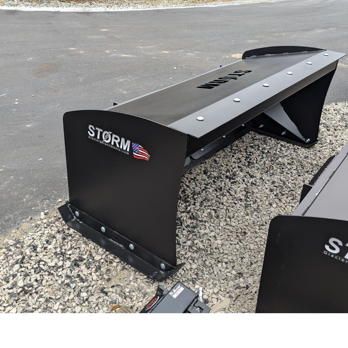 Skid Steer Snow Pusher Storm Attachments Front Right View
