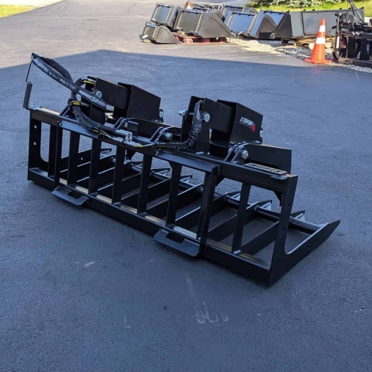 Storm Attachments 72 Inch Heavy Duty Skid Steer Root Grapple Back Right Side View