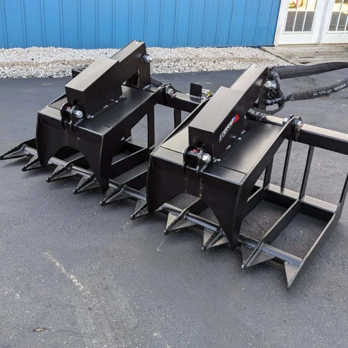 Storm Attachments 72 Inch Heavy Duty Skid Steer Root Grapple Front Left Side View Version 2