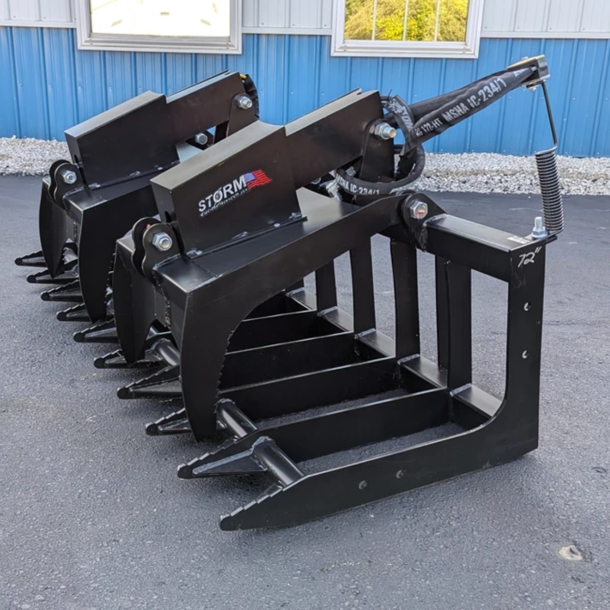 Storm Attachments 72 Inch Heavy Duty Skid Steer Root Grapple Front Left Side View