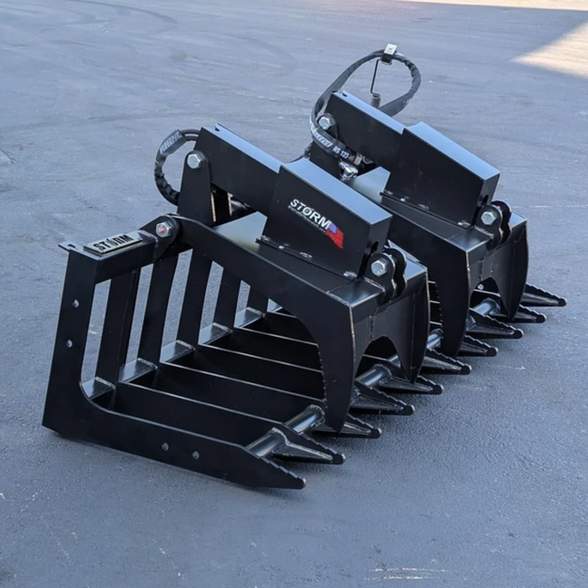 Storm Attachments 72 Inch Heavy Duty Skid Steer Root Grapple Front Right Side View